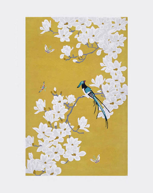 Oriental Serenity | Magnolia & Bird Hand-Tufted Wool Rug | pre-order