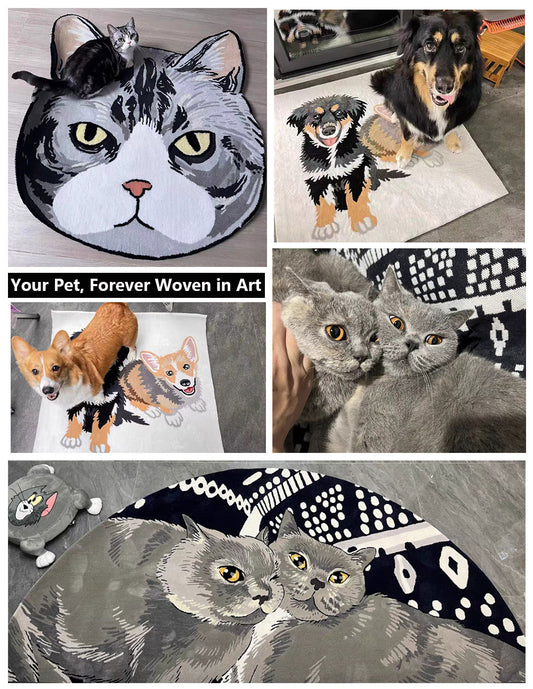 🔥 Custom Pet Portrait Rug - Hand-Tufted from Your Photo! (Acrylic/Wool/Nylon)